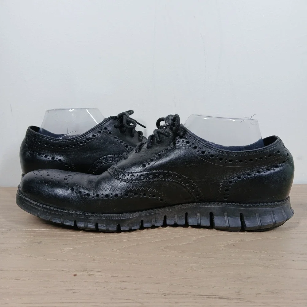 Cole Haan Zerogrand Wingtip Oxford Mens 11 Black Leather Brogue Lightweight